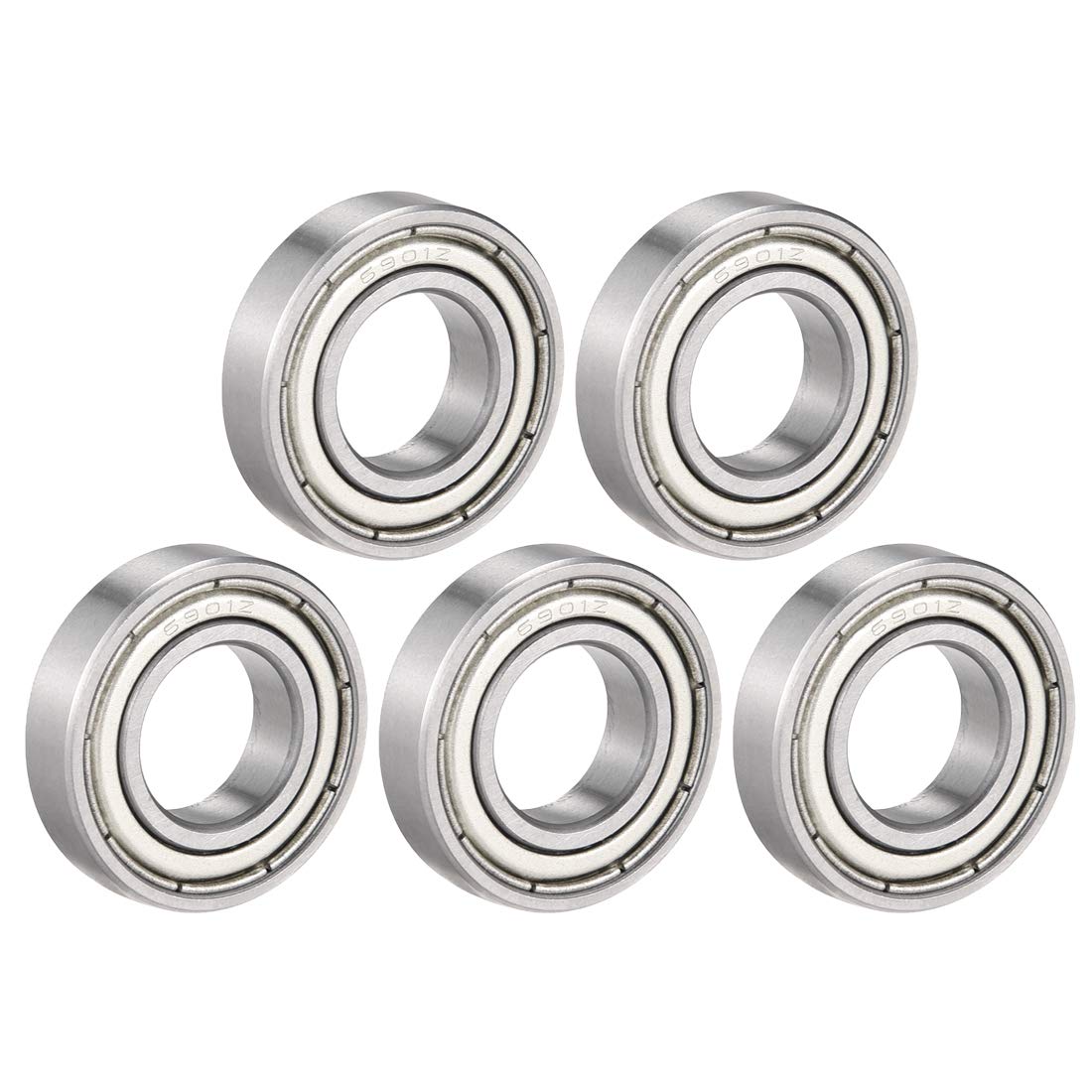 6901Z Deep Groove Ball Bearing Single Shield 1060901, 12mm x 24mm x 6mm Chrome Steel Bearings (Pack of 5)