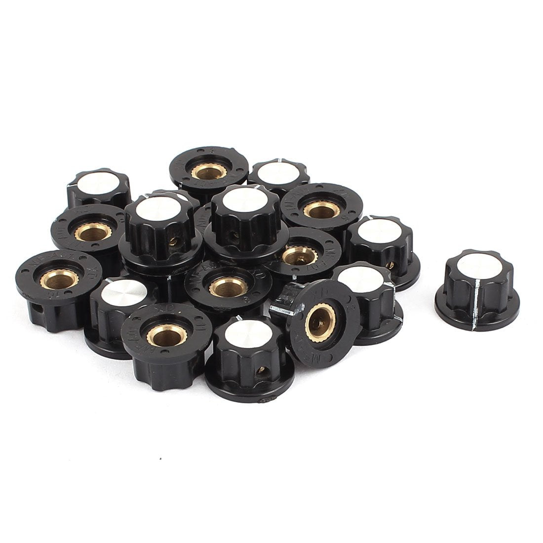 Black Plastic Ribbed Grip 6mm Shaft Potentiometer Control Rotary Knob Cap 20Pcs
