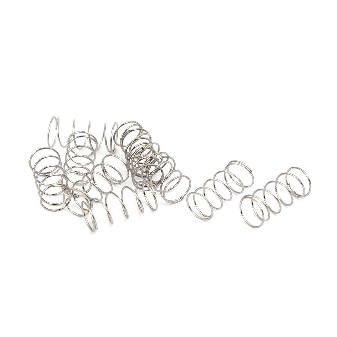 Compression Spring,304 Stainless Steel,5mm OD,0.3mm Wire Size,10mm Free Length,Silver Tone,10Pcs
