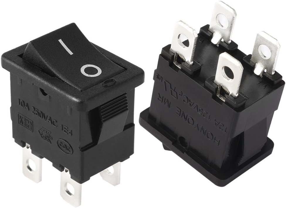 AC 12A/125V 10A/250V DPST On Off Button 4P 2 Position I/O Rocker Boat Switch