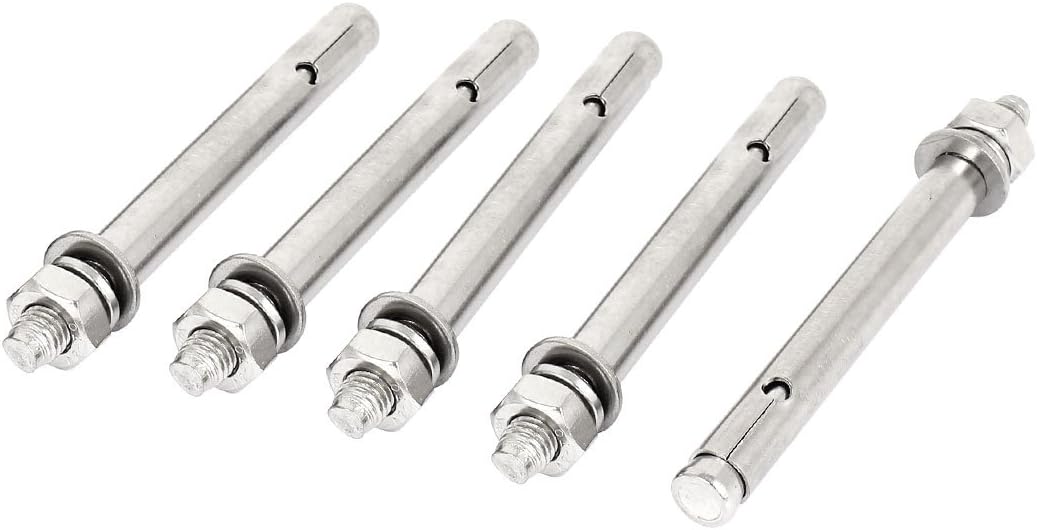 M10x120mm Stainless Steel Hex Nut Expansion Sleeve Anchor Bolts 5 Pcs