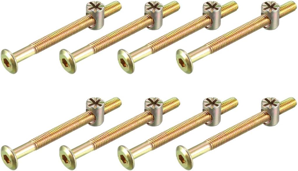 M6x70mm Furniture Bolt Nut Set Hex Socket Screw 58mm Thread Length with Barrel Nuts for Beds Headboards Chairs 8 Sets