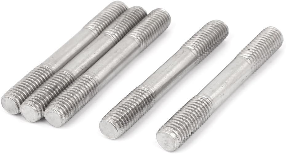 M12 x 90mm 304 Stainless Steel Double End Thread Stud Teeth Rod 5pcs