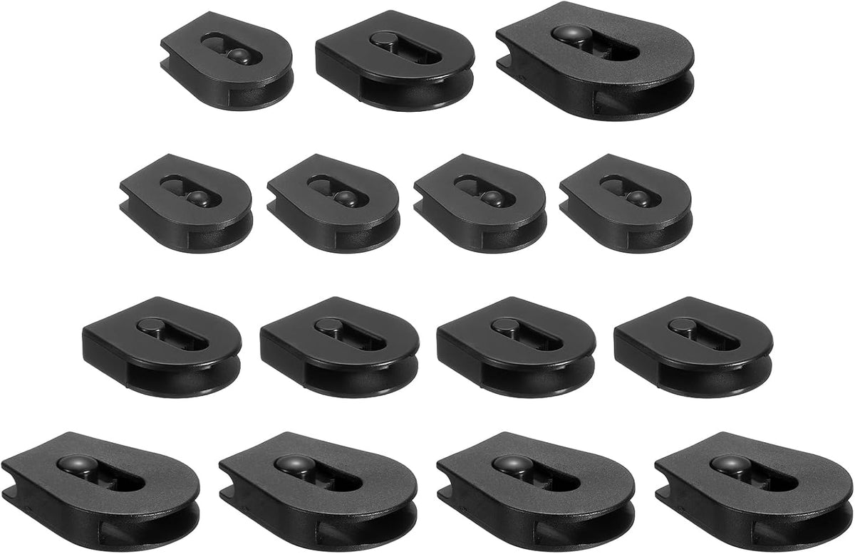 15 Pcs Wheeled Cord Locks for Drawstring Plastic Toggle Slider Stopper End Cord Slider Replacement for Backpack Shoelace Hat Bungee Shock Cord, 0.8/0.9/1.5 Inch