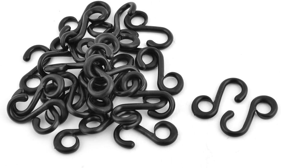 LinkMejor Plastic Bag S Shape Strap Connective Swivel Snap Ring Hooks Buckle 30pcs Black