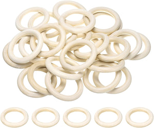 25 PCS 70mm /2.8in inch Natural Wood Craft Ring, Small Wooden Rings Circle, Unfinished Solid Wood Pendant Connectors for DIY Craft, Macrame, Ring Pendant and Jewelry Making