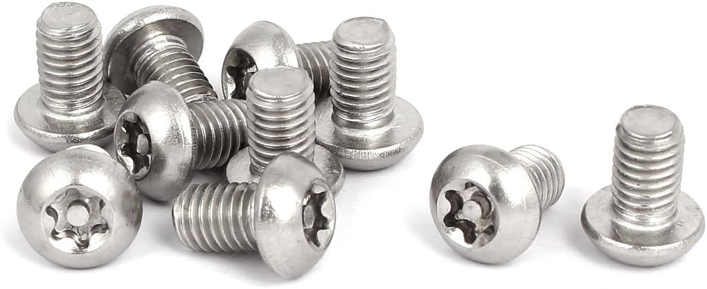 M8x12mm 304 Stainless Steel Button Head Torx Security Machine Screws 10pcs