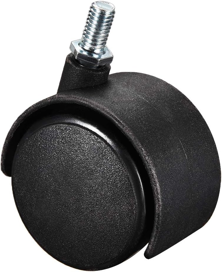 Furniture Casters 2 Inch Nylon M8 x 15mm Threaded Stem Swivel Caster Wheels, 38lb Capacity Each Wheel