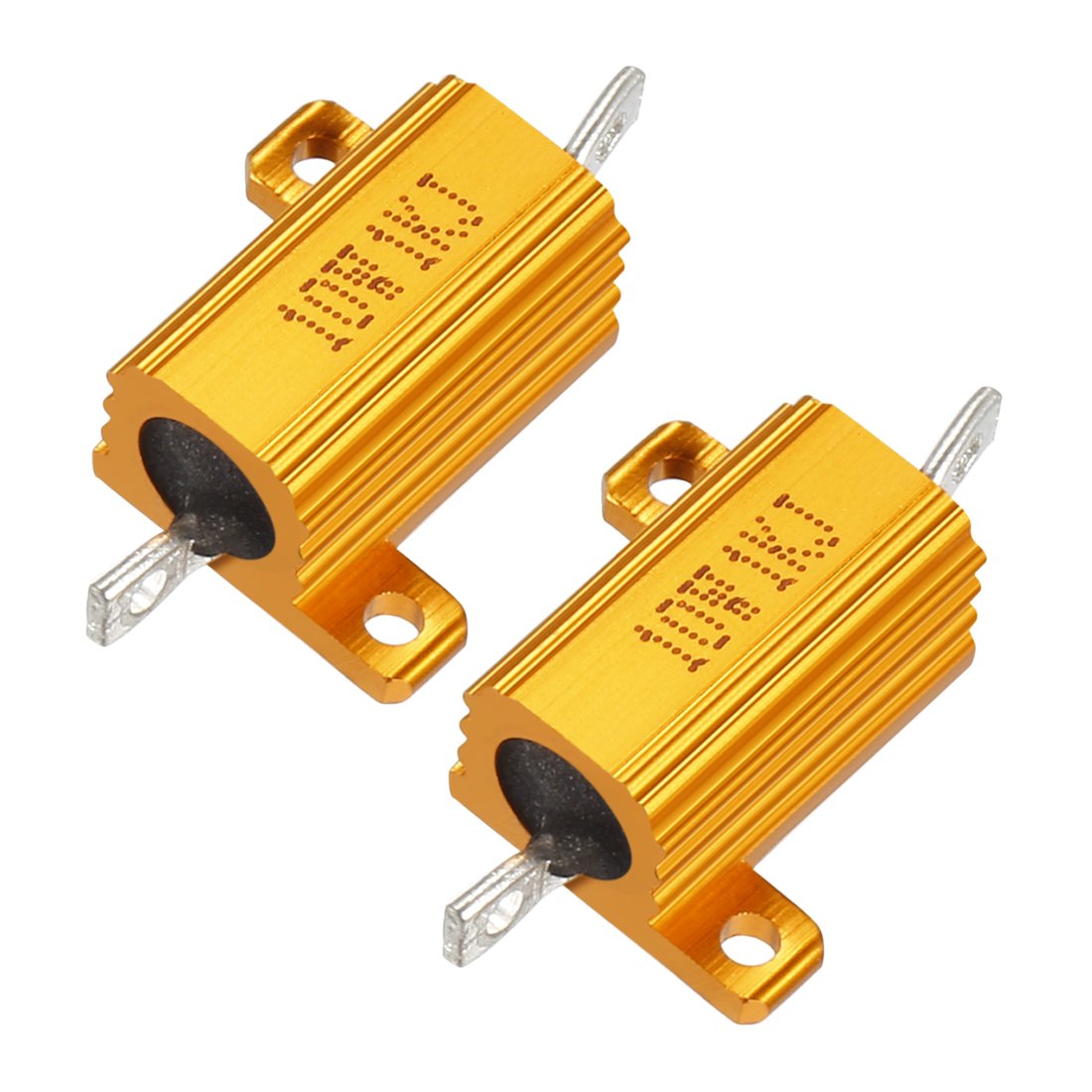 2 Pcs Aluminum Case Resistor 10W 1K Ohm Wirewound for LED Converter with Rod Post 10W1KRJ