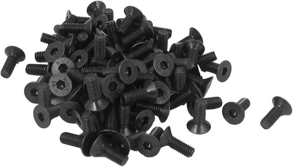 M3 x 8mm Metric Hex Socket Countersunk Head Screw Bolts Black 100PCS