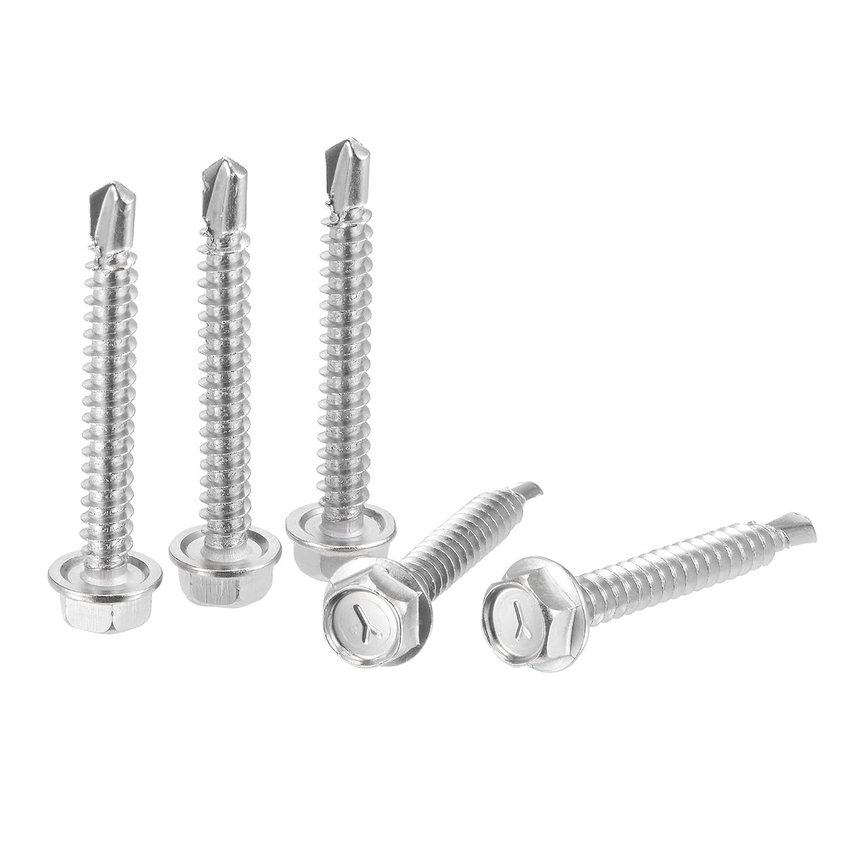 Hex Washer Head Self Drilling Screws, 10 x 1 1/2" 410 Stainless Steel Self Tapping Sheet Metal Screw 25pcs
