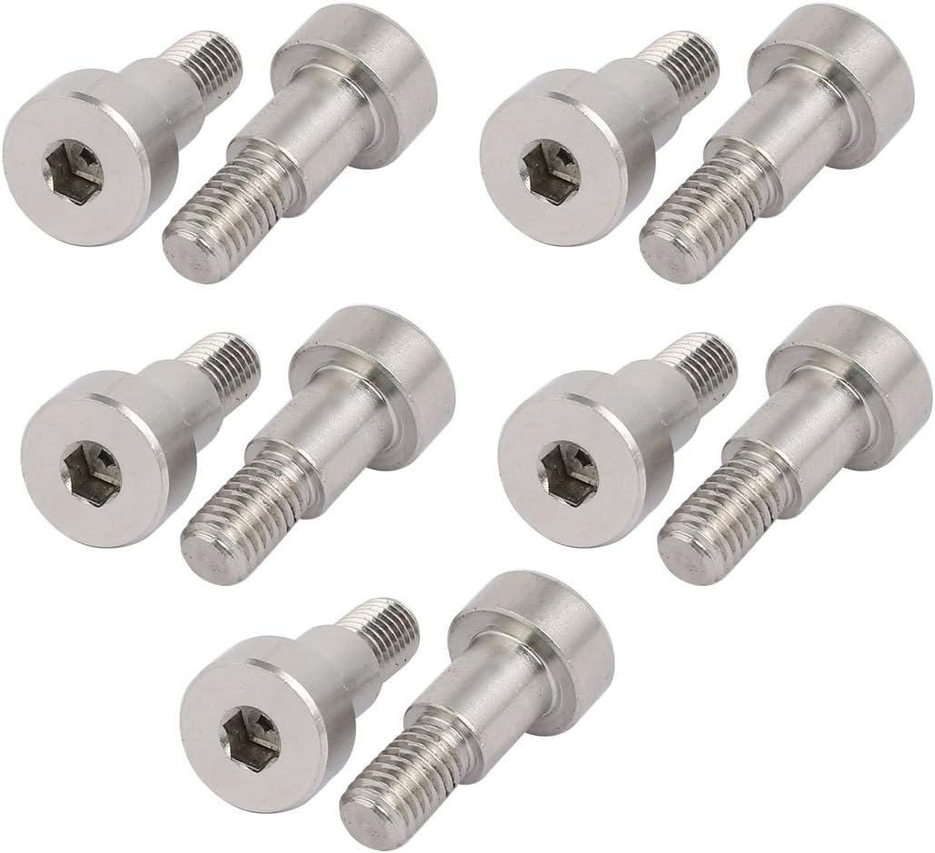 304 Stainless Steel Hex Socket Shoulder Bolt 10mm Shoulder Dia 12mm Shoulder Length M8 Thread 10pcs