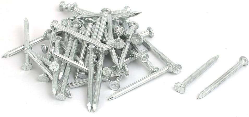 Hardware Nails 1.5-inch Length Carbon Steel Point Tip Wall Cement Nail Silver Tone 50pcs