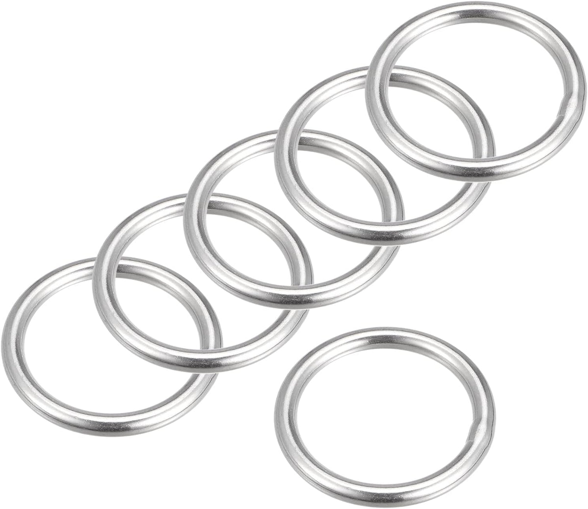 316 Stainless Steel Round Ring Welded O-Rings 35mm(1.38") ID 5mm Thick 6pcs