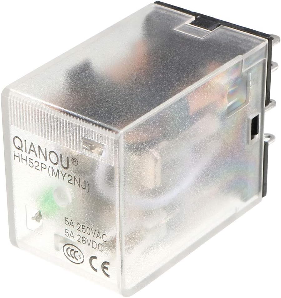 Electromagnetic Power Relay, DC 48V Coil Green Indicator Light 8 Pin DPDT Electromagnetic General Purpose Power Relay