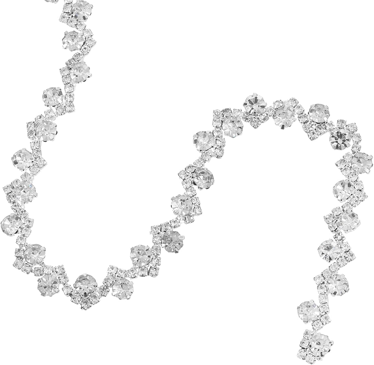 LinkMejor 1 Yard 0.35 Inch Rhinestone Trim Crystal Bling Rhinestone Chain Applique Strips for Crafts DIY Clothes Sewing Embellishments, S-Shaped