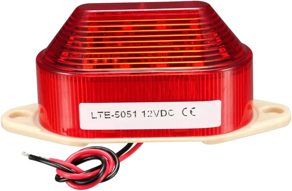 LED Warning Light Bulb Flashing Industrial Signal Tower Lamp DC 12V 2W Red LTE-5051