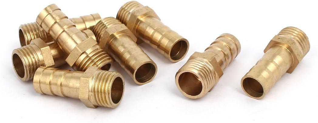 G1/4 Male Thread 10mm Dia Brass Barb Type Hose Tubing Fittings Connectors 8pcs