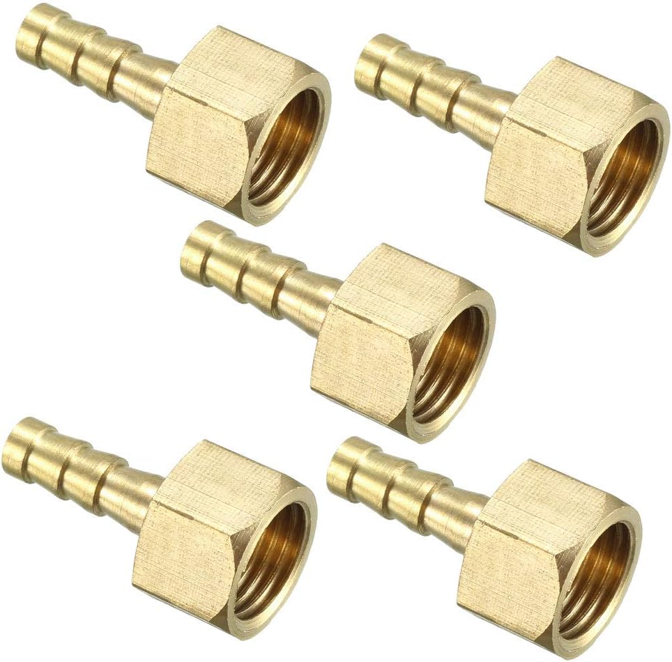Brass Barb Hose Fitting Connector Adapter 6mm Barbed X G1/4 Female Pipe 5pcs