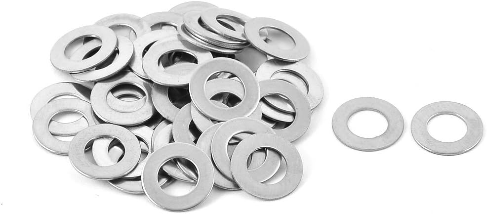 Screw Bolt M6 x 12mm x 0.5mm Stainless Steel Flat Pad Washer Gasket Silver Tone 50pcs