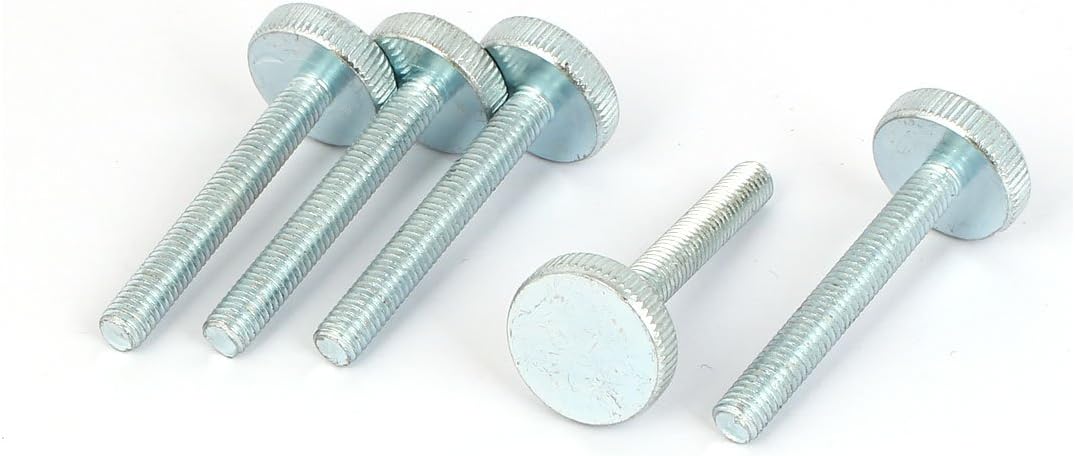 a16052800ux0099 M6x45mm Thread Carbon Steel Knurled Round Head Thumb Screws 5pcs