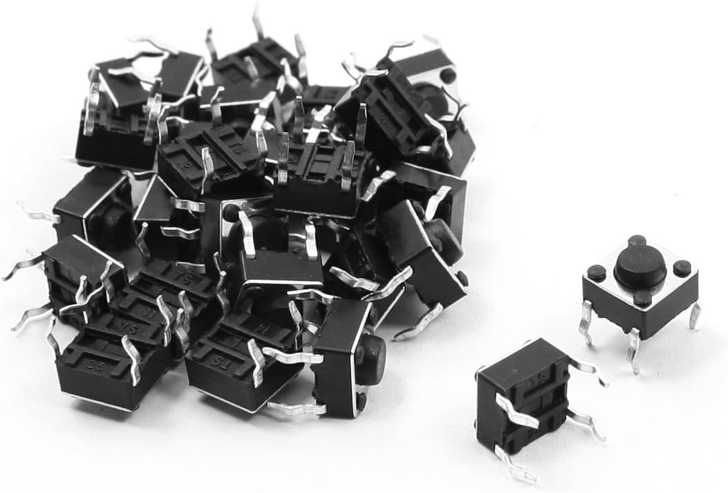 25pcs 6x6x8mm Round Pushbutton 4 Pins Surface Mounted Devices SMT Momentary Tactile Switch