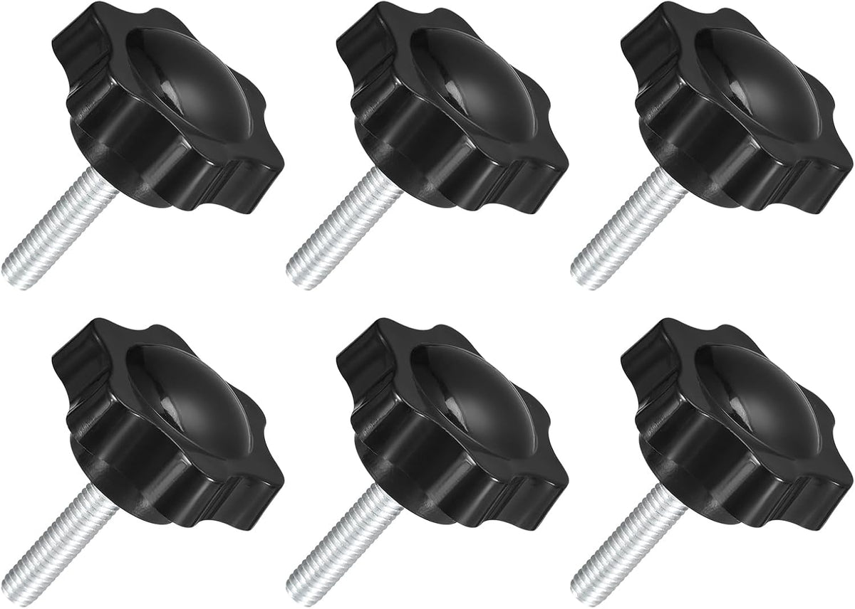 6Pcs M6 x 25mm Star Knobs, Plastic Hex Shaped Clamping Knob Screw Hand Tightening Replacement Knob for Umbrella Base Replacement knob
