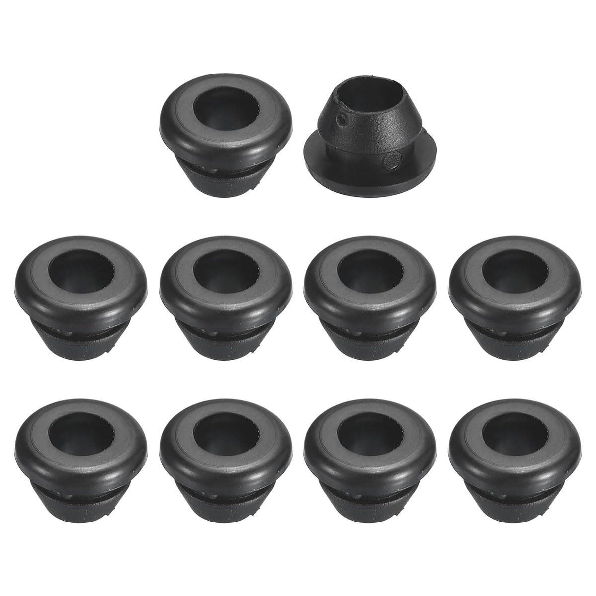 58 Pcs Rubber Grommets, 5mm ID 7mm Drill Hole Double Sided Hollow Firewall Hole Plugs Round Electrical Wiring Gasket, Black