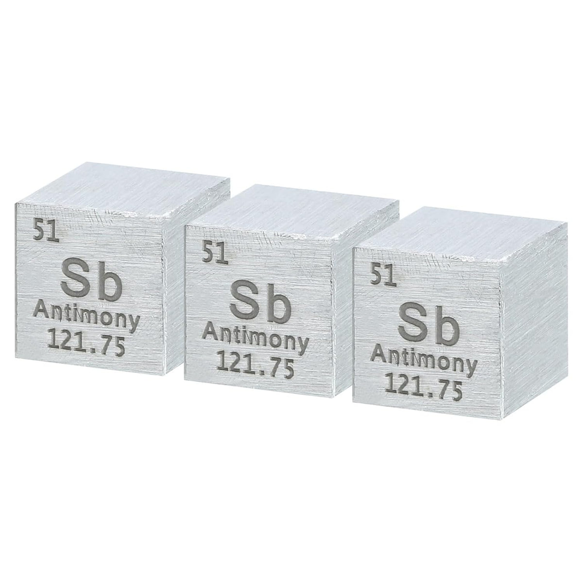 3 Pcs Antimony Cube, 0.39 Inch High Density Metal Element Cube Metal Density Cube Chemical Elements Collection Science Education Experiment Application, Silver