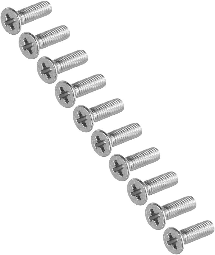 M3x10mm Flat Head Machine Screws, Phillips Cross Screw, 304 Stainless Steel, Fasteners Bolts 100Pcs