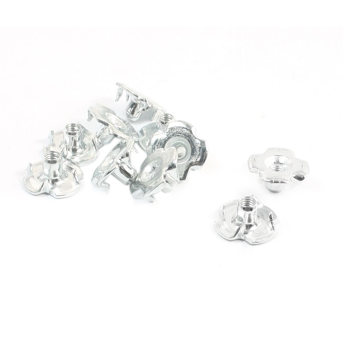 10Pcs Silver Tone T Nuts 4-Claw Nut for 3mm Diameter Screw