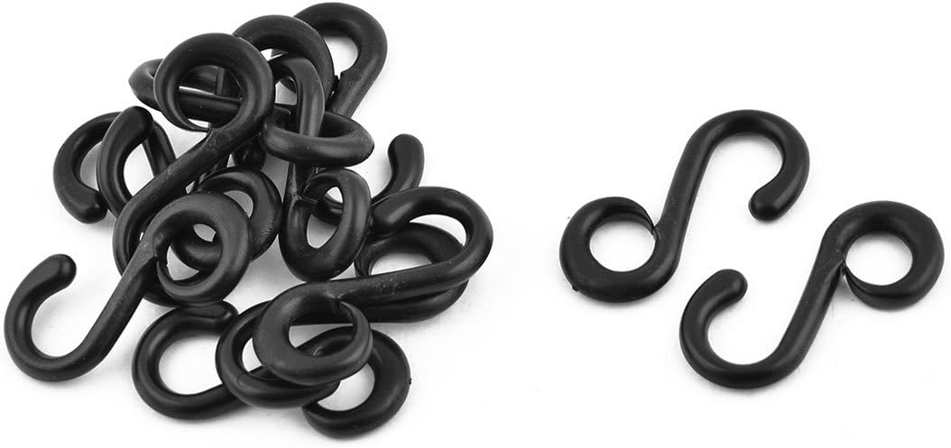 LinkMejor Plastic Bag S Shape Strap Connective Swivel Snap Ring Hooks Buckle 12pcs Black