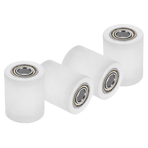 4Pcs Plastic Roller Wheel with Bearings, ID 3/8" (10mm) x OD 1-1/4″ (32mm) x Length 1-37/64"(40mm), Guiding Wheel Flat Belt Idler (White)