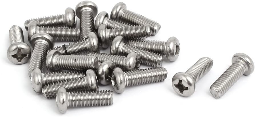 M6 x 18mm 304 Stainless Steel Phillips Round Head Machine Screws Bolt 20pcs