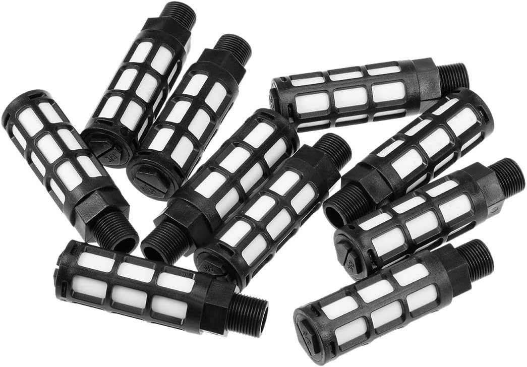 Plastic Pneumatic Muffler Exhaust Air Line Silencer 3/8 PT Black, 10pcs