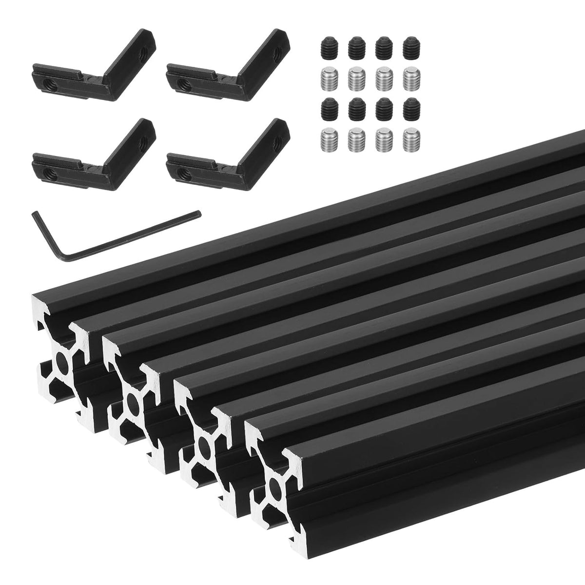 4 Pcs V Slot 2020 Aluminum Extrusion Profile European Standard 250mm x 20mm Anodized Black Linear Rail Extrusion Frame for 3D Printer, CNC, DIY