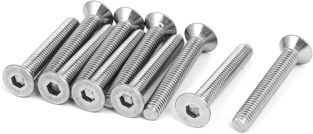 M6x40mm 304 Stainless Steel Flat Head Hex Socket Screws Fastener DIN7991 10pcs