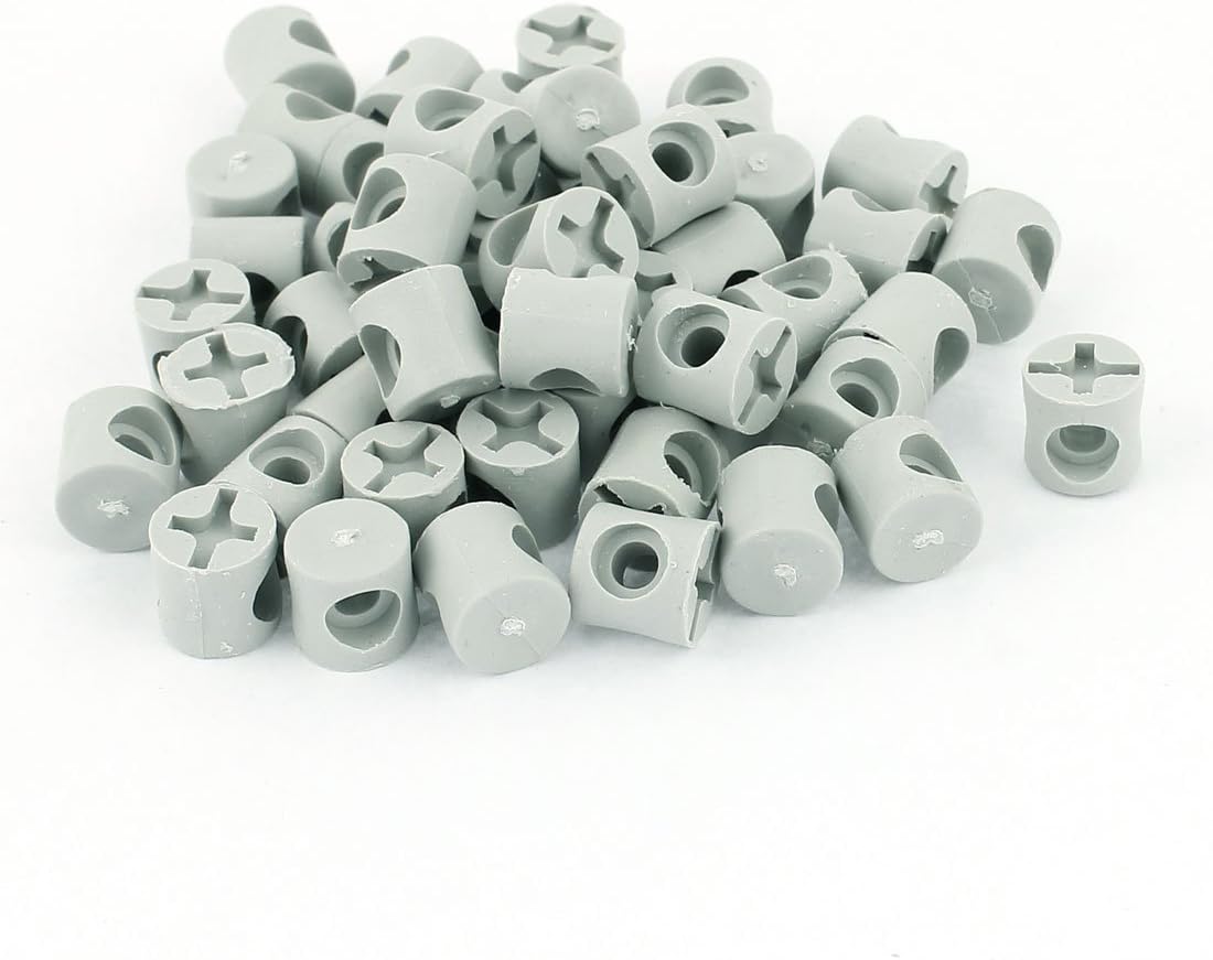 10mmx10mm 4mm Hole Cross Barrel Furniture Hammer Connector Nut Gray 50pcs