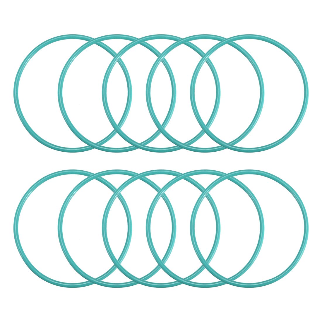 Fluorine Rubber O-Rings, 55mm OD 50.2mm ID 2.4mm Width FKM Seal Gasket for Machinery Plumbing, Green, Pack of 10