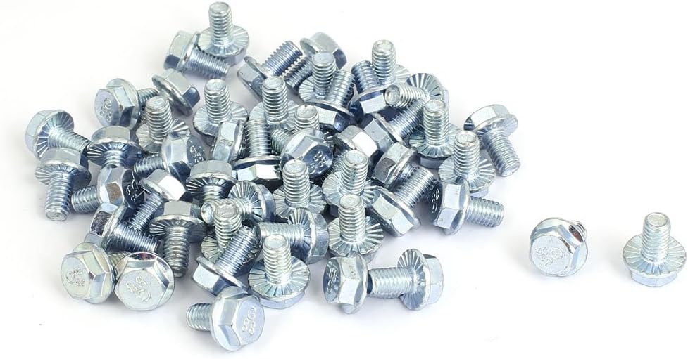 M6x10mm Grade 8.8 Metric Serrated Hex Flange Screws Bolts 50pcs