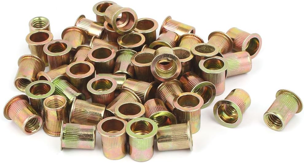 3/8"-16 Straight Knurled Rivet Nut Insert Bronze Tone 50pcs