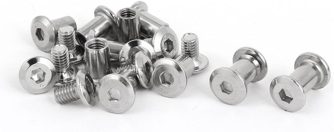 Screw Post Male M6x10mm Belt Buckle Binding Bolts Leather Fastener 10 Sets
