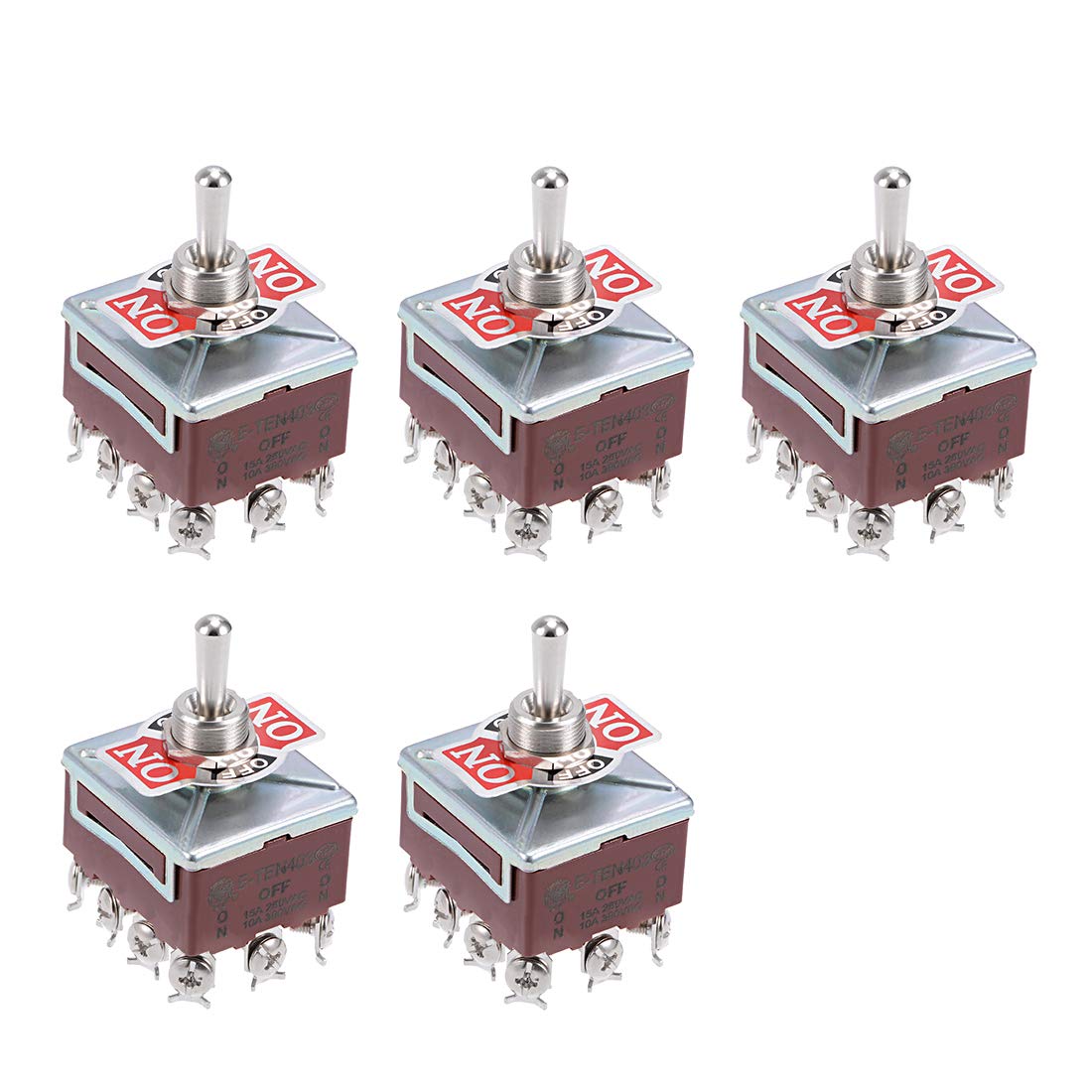 4PDT Lacthing Rocker Toggle Switch Heavy-Duty 10A 380V 15A 250V 12P ON/Off/ON Metal Bat 5pcs