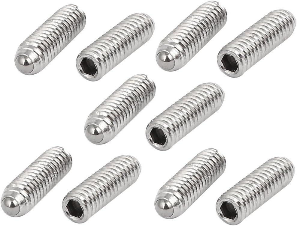 M4x12mm 304 Stainless Steel Spring Hex Socket Ball Point Grub Set Screws 10pcs