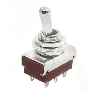 Replacement Panel Mount DPDT 6 Pin Latching Toggle Switch AC 250V 5A NO-NO