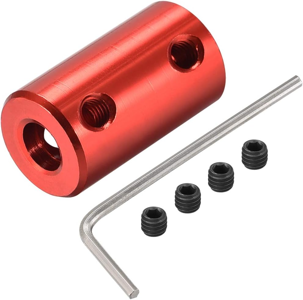 1/8 Inch to 6mm Bore Rigid Coupling Set Screw L25XD14 Aluminum Alloy,Shaft Coupler Connector,Motor Accessories,Dark Red,4pcs