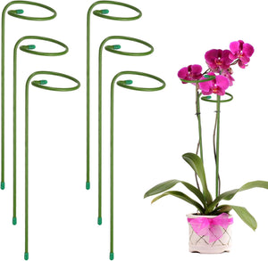6pcs Plant Support Stakes, 10inch Single Stem Stakes Garden Plant Cage Support Rings for Orchid Rose Tomato Peony Flowers