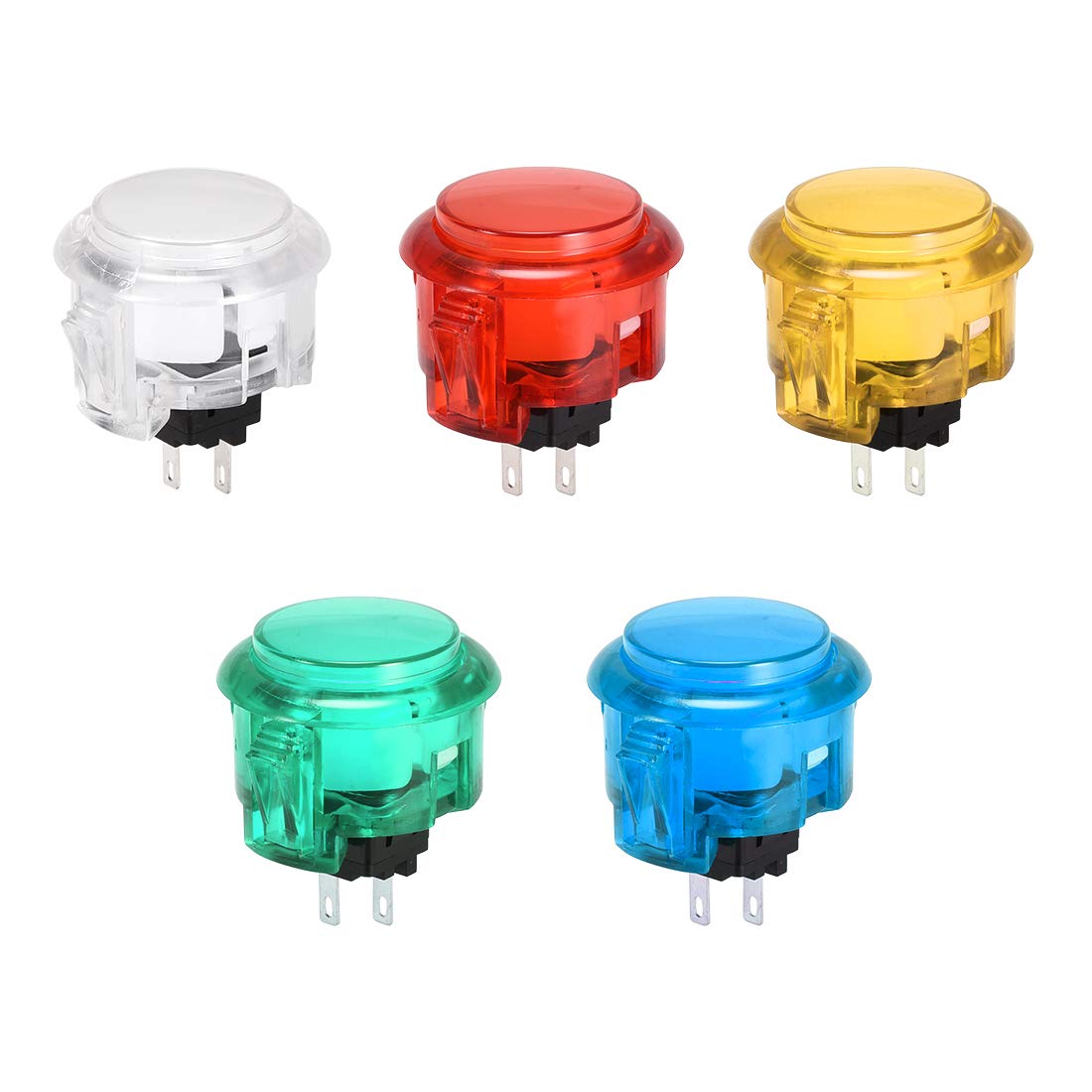 30mm Mounting Hole Momentary Game Push Button Switch Round for Arcade Video Games 5 Colors 5pcs