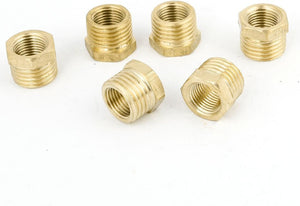 6pcs 13mm Male to 8.5mm Female Brass Hex Reducing Bushing Pipe Fitting