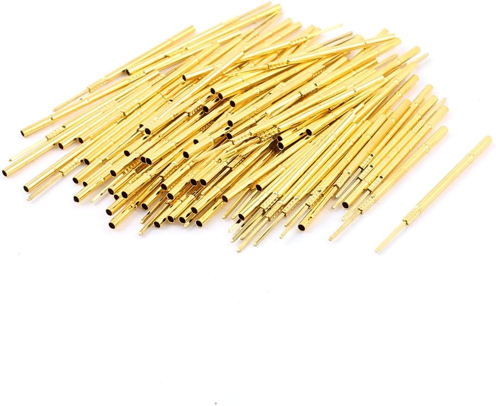 P100-4W Metal Test Probe Receptacle 40mm Length 100pcs Gold Tone
